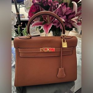 Gold Brown Kelly Style Bag
